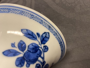 A Chinese blue and white five-piece garniture, Kangxi